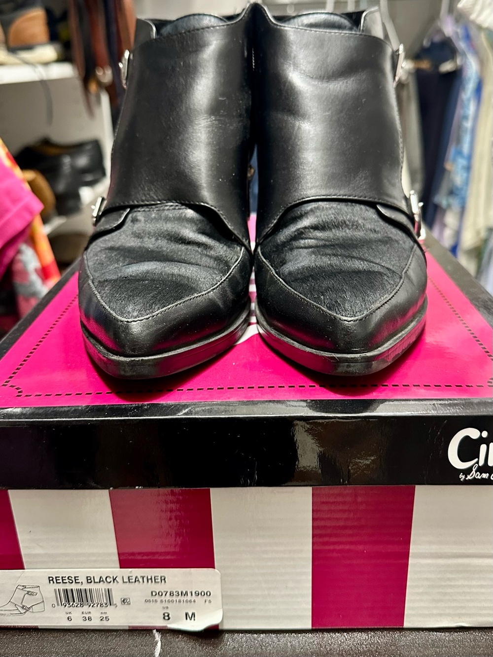 Sam Edelman Circus Black Leather & Pony Women's Ankle Boots